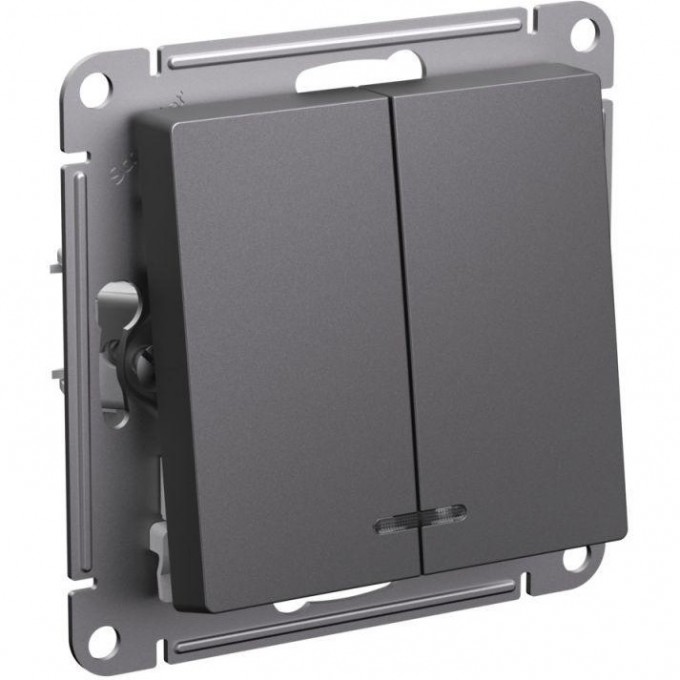 2-клавишный выключатель SCHNEIDER ELECTRIC ATLASDESIGN с подсветкой, механизм, базальт ATN001453 2-клавишный выключатель SCHNEIDER ELECTRIC ATLASDESIGN с подсветкой, механизм, базальт ATN001453