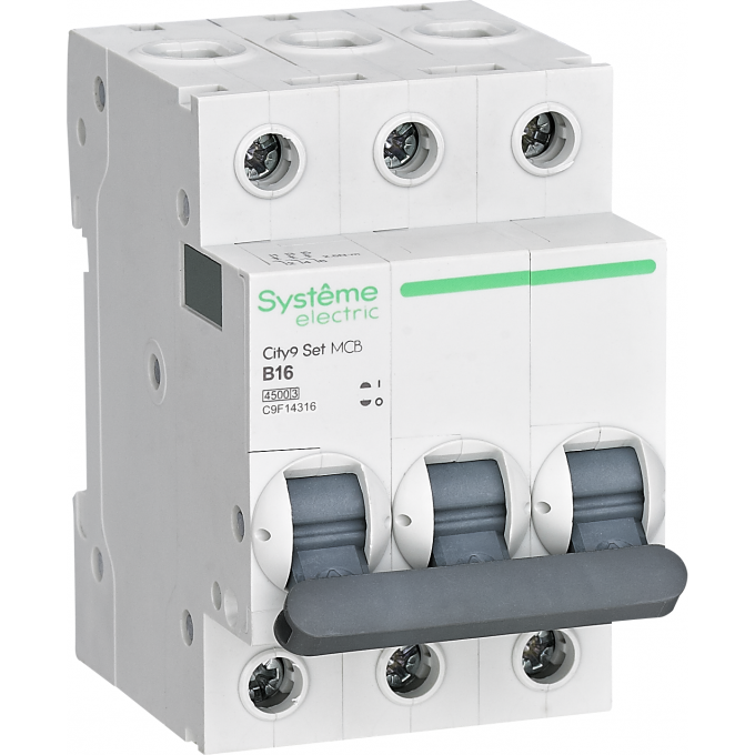 Автоматический выключатель SCHNEIDER ELECTRIC модульный 3п B 16А 4.5кА City9 Set 400В SE C9F14316 Автоматический выключатель SCHNEIDER ELECTRIC модульный 3п B 16А 4.5кА City9 Set 400В SE C9F14316