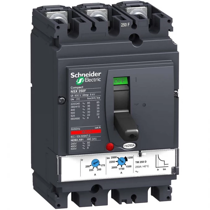 Автоматический выключатель 3П3Т SCHNEIDER ELECTRIC COMPACT TM200D NSX250B LV431111 Автоматический выключатель 3П3Т SCHNEIDER ELECTRIC COMPACT TM200D NSX250B LV431111