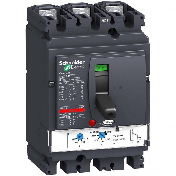 Автоматический выключатель 3П3Т SCHNEIDER ELECTRIC COMPACT TM250D NSX250N LV431830 Автоматический выключатель 3П3Т SCHNEIDER ELECTRIC COMPACT TM250D NSX250N LV431830