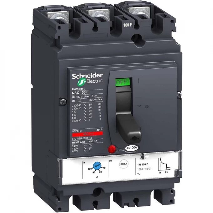 Автоматический выключатель 3П3Т SCHNEIDER ELECTRIC COMPACT TM40D NSX100B LV429554 Автоматический выключатель 3П3Т SCHNEIDER ELECTRIC COMPACT TM40D NSX100B LV429554