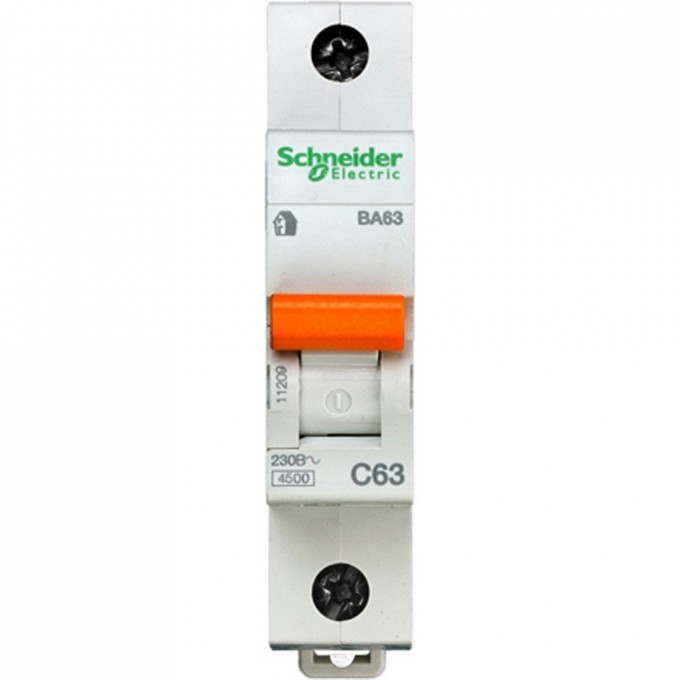 Автоматический выключатель SCHNEIDER ELECTRIC ДОМОВОЙ ВА63 1П 63A C 4,5 кА, Болгария/Италия 11209 Автоматический выключатель SCHNEIDER ELECTRIC ДОМОВОЙ ВА63 1П 63A C 4,5 кА, Болгария/Италия 11209