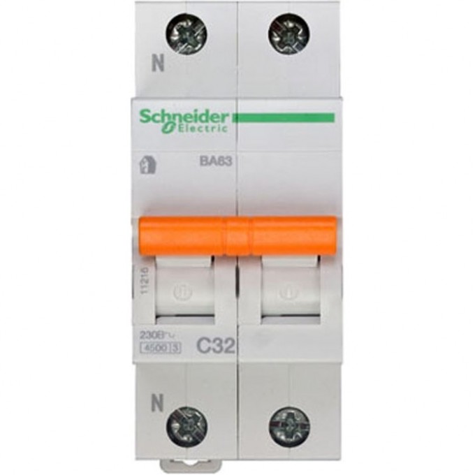 Автоматический выключатель SCHNEIDER ELECTRIC ДОМОВОЙ ВА63 1П+Н 32A C 4,5 кА, Болгария/Италия 11216 Автоматический выключатель SCHNEIDER ELECTRIC ДОМОВОЙ ВА63 1П+Н 32A C 4,5 кА, Болгария/Италия 11216
