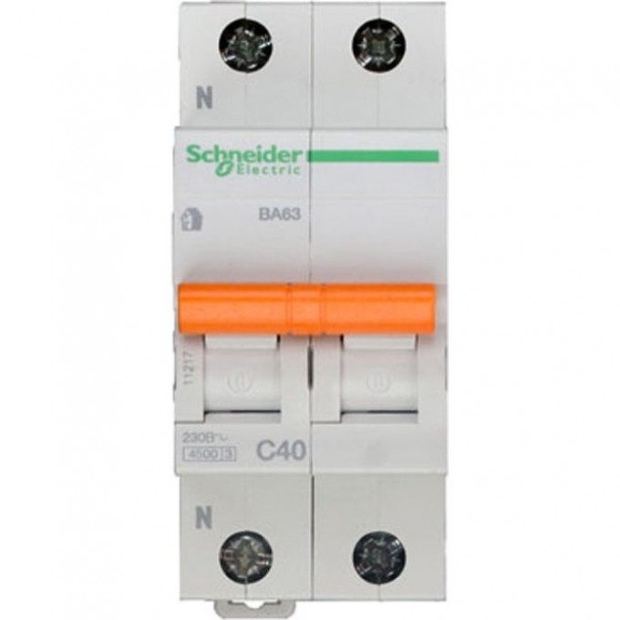 Автоматический выключатель SCHNEIDER ELECTRIC ДОМОВОЙ ВА63 1П+Н 40A C 4,5 кА, Болгария/Италия 11217 Автоматический выключатель SCHNEIDER ELECTRIC ДОМОВОЙ ВА63 1П+Н 40A C 4,5 кА, Болгария/Италия 11217