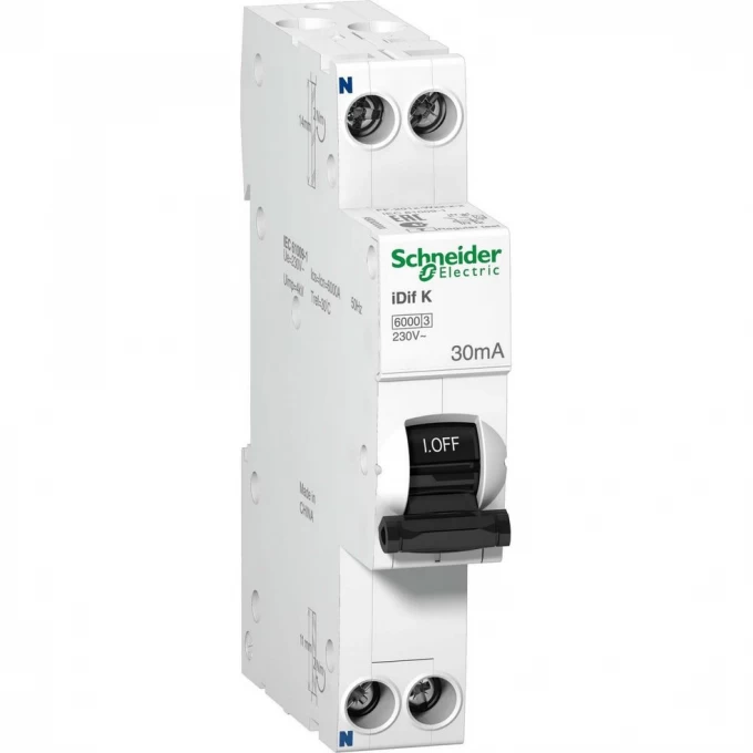 Дифференциальный автомат электронного типа SCHNEIDER ELECTRIC ACTI 9 iDif K 6КА 20A C 30МA AC A9D63620 Дифференциальный автомат электронного типа SCHNEIDER ELECTRIC ACTI 9 iDif K 6КА 20A C 30МA AC A9D63620