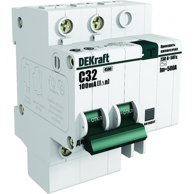 Дифференциальный автоматический выключатель SCHNEIDER ELECTRIC DEKRAFT 2Р 6А 30мА тип AC х-ка С ДИФ-101 4,5кА 15001DEK Дифференциальный автоматический выключатель SCHNEIDER ELECTRIC DEKRAFT 2Р 6А 30мА тип AC х-ка С ДИФ-101 4,5кА 15001DEK