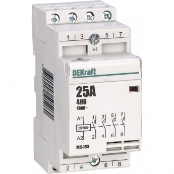Модульный контактор DEKRAFT 4НО 20А 230В МК-103