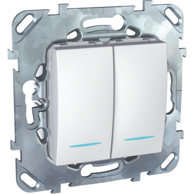 Переключатель 2-клавишный SCHNEIDER ELECTRIC UNICA, 2 модуля, с подсветкой, 2 х сх. 6а, белый MGU5.0303.18NZD Переключатель 2-клавишный SCHNEIDER ELECTRIC UNICA, 2 модуля, с подсветкой, 2 х сх. 6а, белый MGU5.0303.18NZD