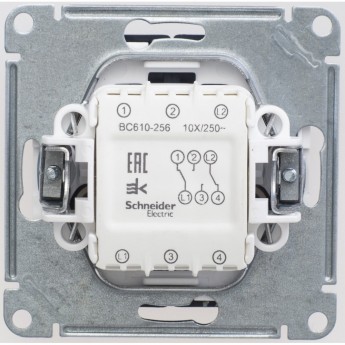 2-клавишный переключатель SCHNEIDER ELECTRIC W59, 10АХ, механизм, ЧЕРНЫЙ БАРХАТ