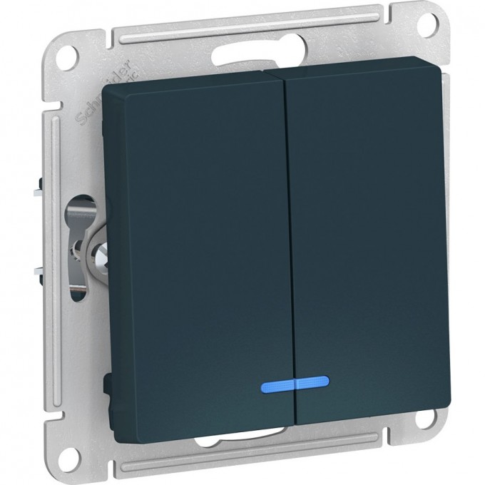 2-клавишный выключатель SCHNEIDER ELECTRIC ATLASDESIGN с подсветкой, ИЗУМРУД ATN000853 2-клавишный выключатель SCHNEIDER ELECTRIC ATLASDESIGN с подсветкой, ИЗУМРУД ATN000853