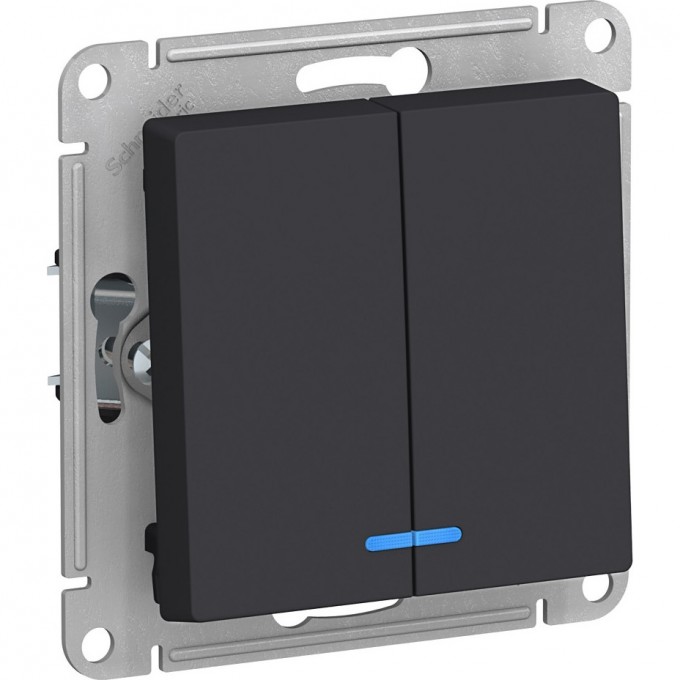 2-клавишный выключатель SCHNEIDER ELECTRIC ATLASDESIGN с подсветкой, КАРБОН ATN001053 2-клавишный выключатель SCHNEIDER ELECTRIC ATLASDESIGN с подсветкой, КАРБОН ATN001053