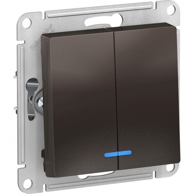2-клавишный выключатель SCHNEIDER ELECTRIC ATLASDESIGN с подсветкой, МОККО ATN000653 2-клавишный выключатель SCHNEIDER ELECTRIC ATLASDESIGN с подсветкой, МОККО ATN000653
