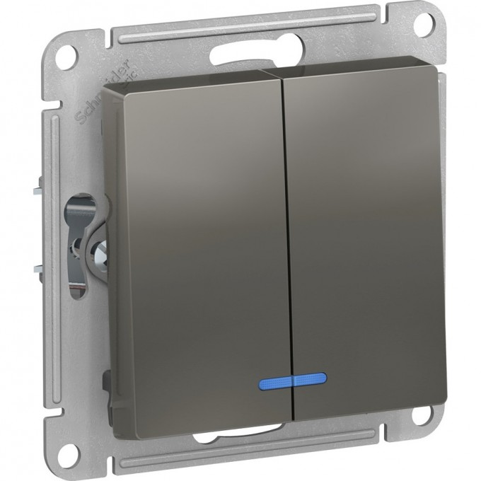 2-клавишный выключатель SCHNEIDER ELECTRIC ATLASDESIGN с подсветкой, СТАЛЬ ATN000953 2-клавишный выключатель SCHNEIDER ELECTRIC ATLASDESIGN с подсветкой, СТАЛЬ ATN000953