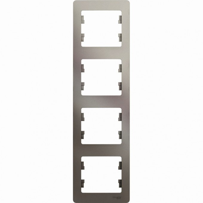 4-постовая рамка SCHNEIDER ELECTRIC GLOSSA, вертикальная, ПЛАТИНА GSL001208 4-постовая рамка SCHNEIDER ELECTRIC GLOSSA, вертикальная, ПЛАТИНА GSL001208