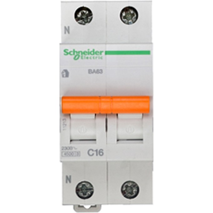 Автоматический выключатель SCHNEIDER ELECTRIC ДОМОВОЙ ВА63 1П+Н 16A C 4,5 кА, Болгария/Италия 11213 Автоматический выключатель SCHNEIDER ELECTRIC ДОМОВОЙ ВА63 1П+Н 16A C 4,5 кА, Болгария/Италия 11213