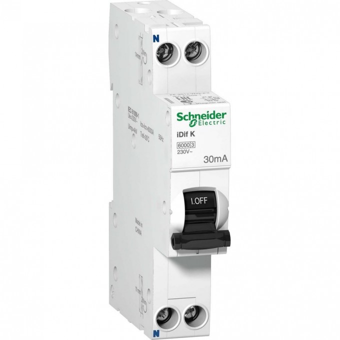 Дифференциальный автомат электронного типа SCHNEIDER ELECTRIC ACTI 9 iDif K 6КА 6A C 30МA AC A9D63606 Дифференциальный автомат электронного типа SCHNEIDER ELECTRIC ACTI 9 iDif K 6КА 6A C 30МA AC A9D63606