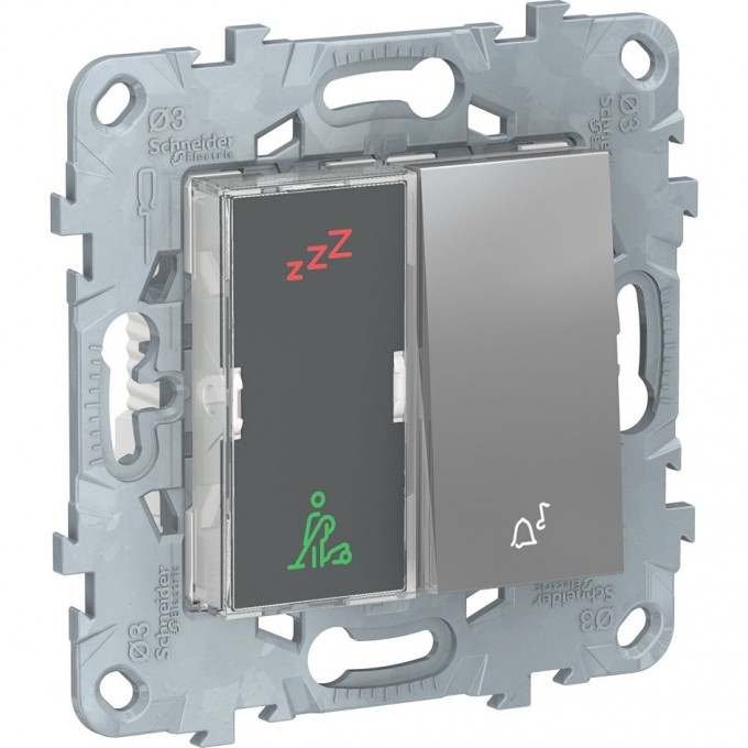 Дисплей гостиничного номера и кнопочный звонок SCHNEIDER ELECTRIC UNICA NEW, алюминий NU577730 Дисплей гостиничного номера и кнопочный звонок SCHNEIDER ELECTRIC UNICA NEW, алюминий NU577730