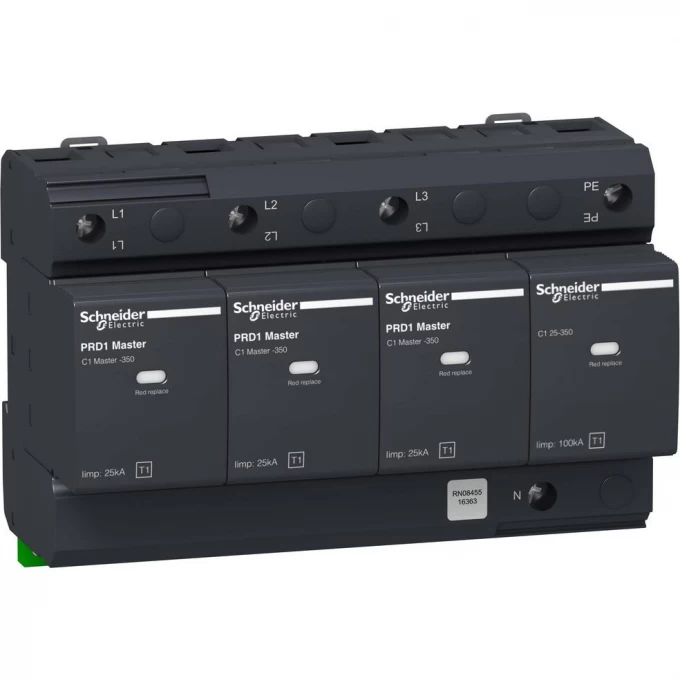 Картридж для УЗИП SCHNEIDER ELECTRIC PRD1 MASTER ОПН 3 полюса и нейтраль класс 1 со сменными картриджами 16363 Картридж для УЗИП SCHNEIDER ELECTRIC PRD1 MASTER ОПН 3 полюса и нейтраль класс 1 со сменными картриджами 16363