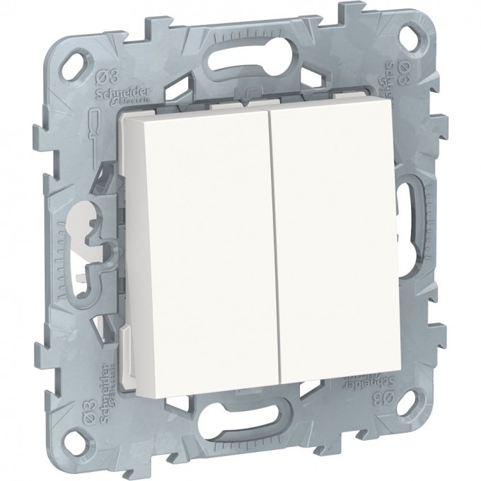 Переключатель 2-клавишный SCHNEIDER ELECTRIC UNICA NEW, перекрестный, 2 x сх. 7, 10 AX, 250 В, белый NU521518 Переключатель 2-клавишный SCHNEIDER ELECTRIC UNICA NEW, перекрестный, 2 x сх. 7, 10 AX, 250 В, белый NU521518