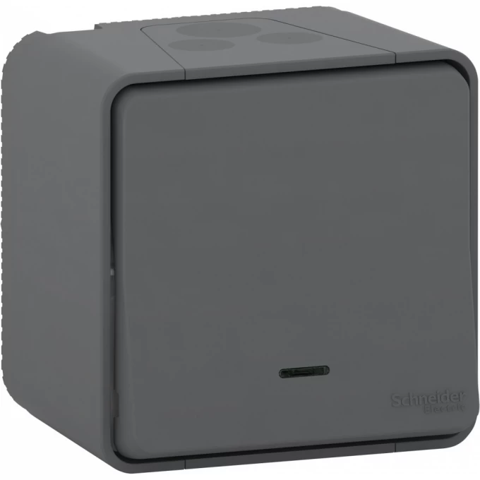 Переключатель SCHNEIDER ELECTRIC MUREVA S 1-клавишный, в сборе, О/У с подсветкой антрацит, IP55 MUR35024 Переключатель SCHNEIDER ELECTRIC MUREVA S 1-клавишный, в сборе, О/У с подсветкой антрацит, IP55 MUR35024