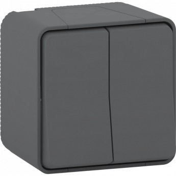 Переключатель SCHNEIDER ELECTRIC MUREVA S 2-клавишный, в сборе, О/У сх. 6+6 , антрацит, IP55