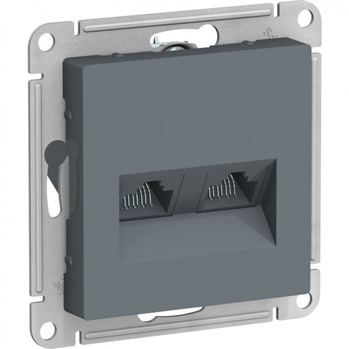 Розетка двойная компьютерная SCHNEIDER ELECTRIC ATLASDESIGN RJ45+RJ45, кат.5E, механизм, грифель ATN000785 Розетка двойная компьютерная SCHNEIDER ELECTRIC ATLASDESIGN RJ45+RJ45, кат.5E, механизм, грифель ATN000785