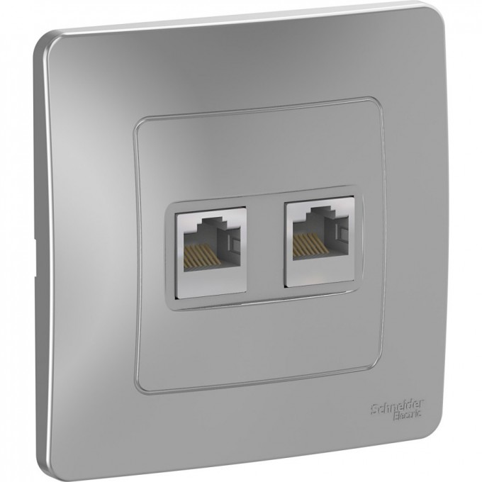 Розетка двойная компьютерная SCHNEIDER ELECTRIC BLANCA с/у, RJ45, кат.5E, алюминий BLNIS045453 Розетка двойная компьютерная SCHNEIDER ELECTRIC BLANCA с/у, RJ45, кат.5E, алюминий BLNIS045453