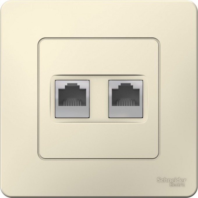 Розетка двойная компьютерная SCHNEIDER ELECTRIC BLANCA с/у, RJ45, кат.5E, молочный BLNIS045452 Розетка двойная компьютерная SCHNEIDER ELECTRIC BLANCA с/у, RJ45, кат.5E, молочный BLNIS045452