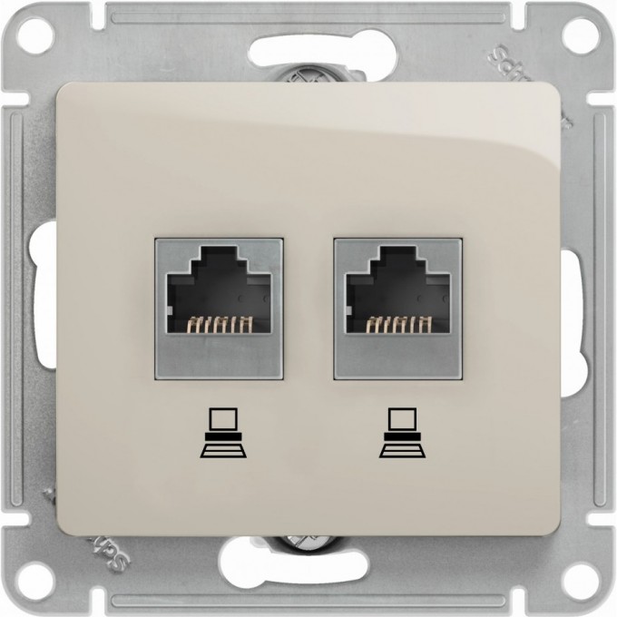 Розетка двойная компьютерная SCHNEIDER ELECTRIC GLOSSA RJ45+RJ45, кат.5E, механизм, молочный GSL000985KK Розетка двойная компьютерная SCHNEIDER ELECTRIC GLOSSA RJ45+RJ45, кат.5E, механизм, молочный GSL000985KK