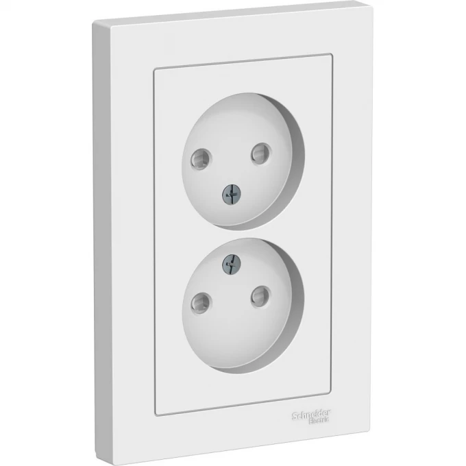 Розетка двойная SCHNEIDER ELECTRIC ATLASDESIGN без заземления, со шторками, в сборе, белый ATN000122 Розетка двойная SCHNEIDER ELECTRIC ATLASDESIGN без заземления, со шторками, в сборе, белый ATN000122