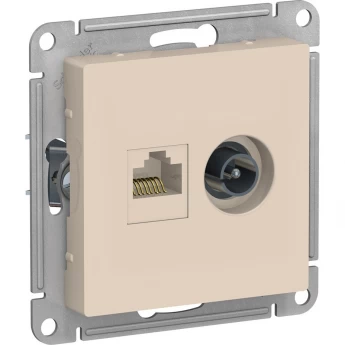 Розетка двойная SCHNEIDER ELECTRIC ATLASDESIGN ТВ + компьютерная RJ45, кат. 5Е, бежевый