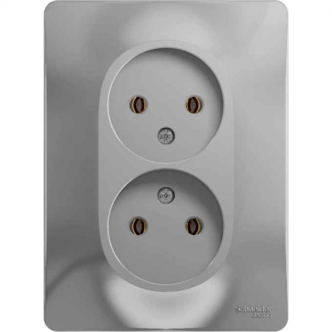 Розетка двойная SCHNEIDER ELECTRIC GLOSSA без заземления, в сборе, алюминий GSL000320 Розетка двойная SCHNEIDER ELECTRIC GLOSSA без заземления, в сборе, алюминий GSL000320