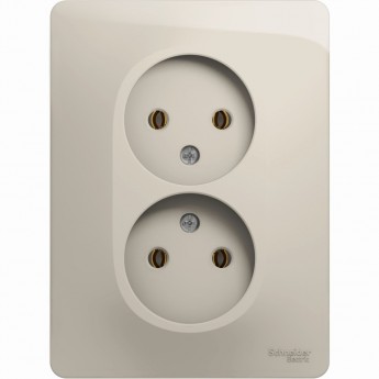 Розетка двойная SCHNEIDER ELECTRIC GLOSSA без заземления, в сборе, молочный