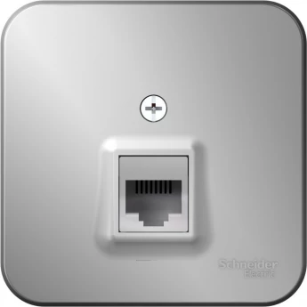Розетка компьютерная SCHNEIDER ELECTRIC BLANCA RJ45, кат.5E, с изолирующей пластиной, АЛЮМИНИЙ