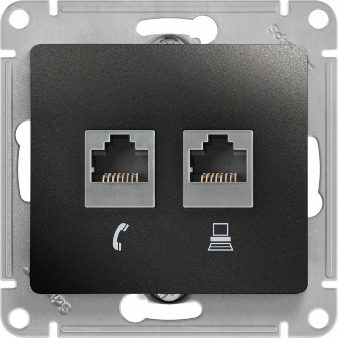 Розетка компьютерная/телефонная SCHNEIDER ELECTRIC GLOSSA двойная RJ11+RJ45, кат.5E, механизм, АНТРАЦИТ GSL000785 Розетка компьютерная/телефонная SCHNEIDER ELECTRIC GLOSSA двойная RJ11+RJ45, кат.5E, механизм, АНТРАЦИТ GSL000785