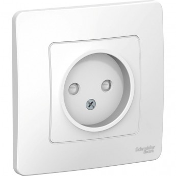 Розетка одинарная SCHNEIDER ELECTRIC BLANCA без заземления, со шторками, 16А, 250В, БЕЛЫЙ