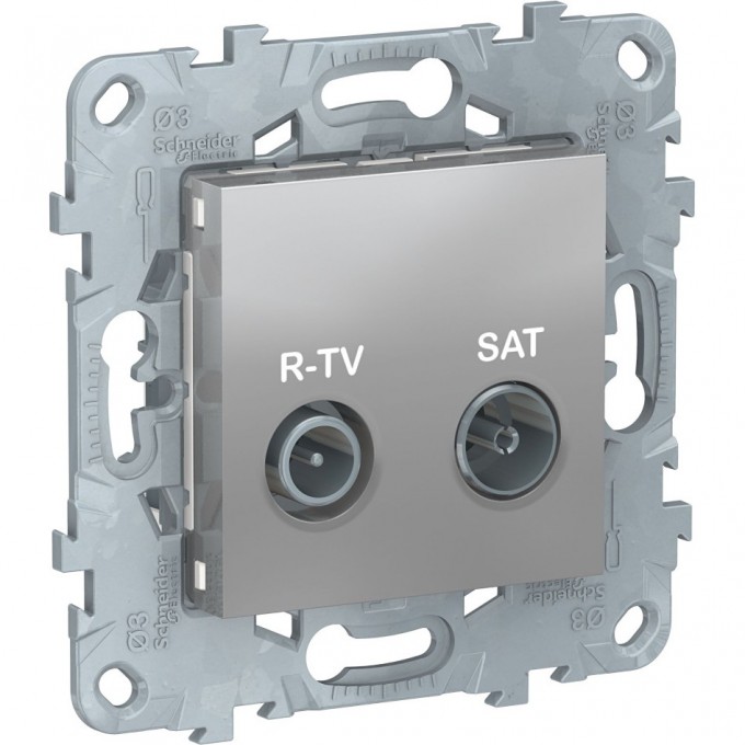 Розетка R-TV/SAT SCHNEIDER ELECTRIC UNICA NEW, проходная, алюминий NU545630 Розетка R-TV/SAT SCHNEIDER ELECTRIC UNICA NEW, проходная, алюминий NU545630