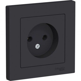Розетка SCHNEIDER ELECTRIC ATLASDESIGN без заземления, в сборе, карбон