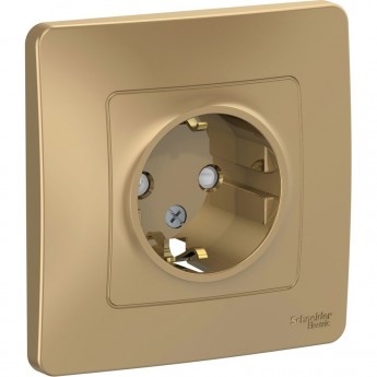 Розетка SCHNEIDER ELECTRIC BLANCA с/у, с заземлением, со шторками, 16А, 250В, титан