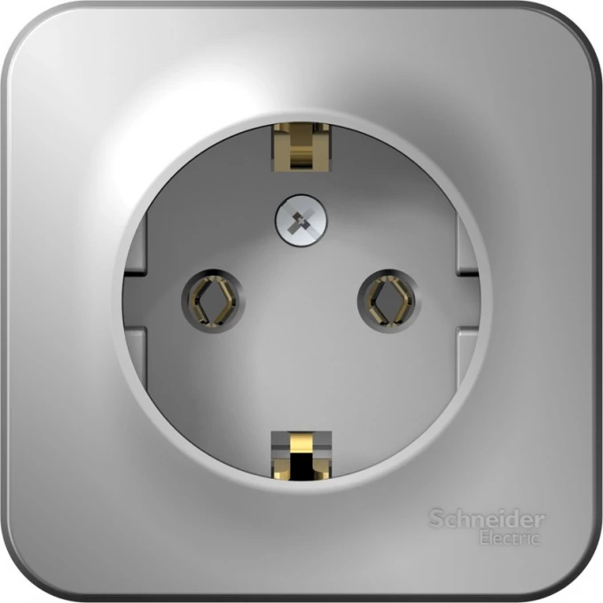 Розетка SCHNEIDER ELECTRIC BLANCA с заземлением, без шторок, 16А, 250В, алюминий BLNRA010103 Розетка SCHNEIDER ELECTRIC BLANCA с заземлением, без шторок, 16А, 250В, алюминий BLNRA010103
