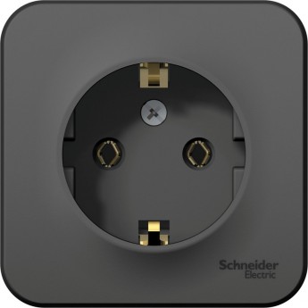 Розетка SCHNEIDER ELECTRIC BLANCA с заземлением, без шторок, с изолирующей пластиной, 16А, 250В, антрацит