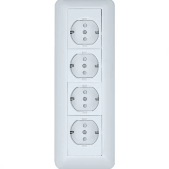 Розетка SCHNEIDER ELECTRIC ПРИМА О/У 4-местная, с заземлением, со шторками, МОНТ.ПЛ.16А 250В, белый,розн.уп.Россия