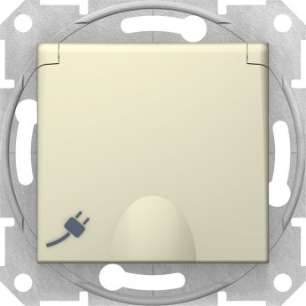 Розетка SCHNEIDER ELECTRIC SEDNA c з/к, со шторками, с крышкой, быстрозажимные контакты, бежевый