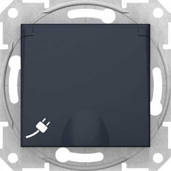 Розетка SCHNEIDER ELECTRIC SEDNA c з/к, со шторками, с крышкой, быстрозажимные контакты, графит