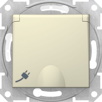 Розетка SCHNEIDER ELECTRIC SEDNA IP44 с з/к, с крышк, cо шторками, быстрозаж. конт, бежевый