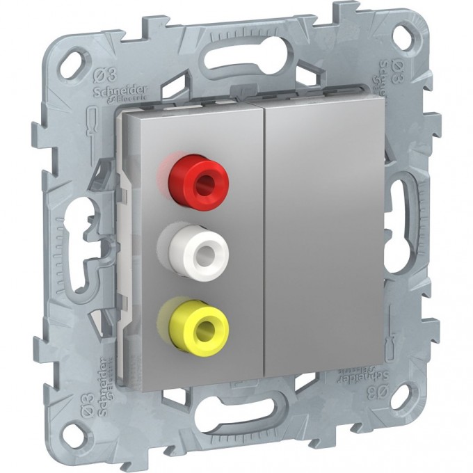 Розетка SCHNEIDER ELECTRIC UNICA NEW, 3 RCA, алюминий NU543130 Розетка SCHNEIDER ELECTRIC UNICA NEW, 3 RCA, алюминий NU543130