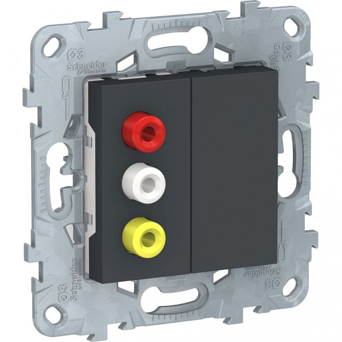 Розетка SCHNEIDER ELECTRIC UNICA NEW, 3 RCA, антрацит NU543154 Розетка SCHNEIDER ELECTRIC UNICA NEW, 3 RCA, антрацит NU543154