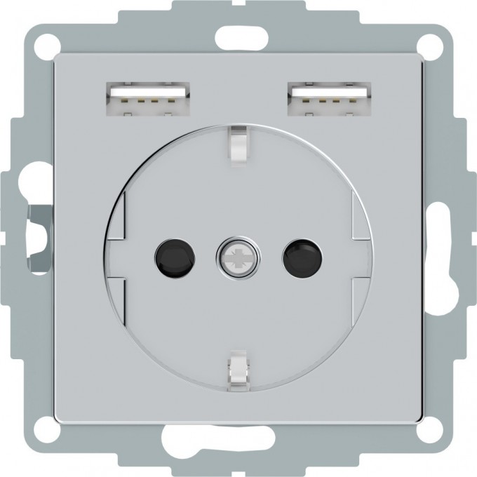Розетка силовая SCHNEIDER ELECTRIC MERTEN SM, 16 A с зарядкой USB A+A 2,4 A, алюминий MTN2366-0460 Розетка силовая SCHNEIDER ELECTRIC MERTEN SM, 16 A с зарядкой USB A+A 2,4 A, алюминий MTN2366-0460