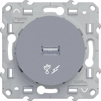 Розетка USB SCHNEIDER ELECTRIC ODACE, одиночный разъем, алюминий