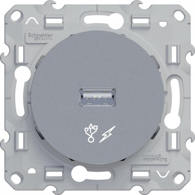 Розетка USB SCHNEIDER ELECTRIC ODACE, одиночный разъем, алюминий S53R408 Розетка USB SCHNEIDER ELECTRIC ODACE, одиночный разъем, алюминий S53R408